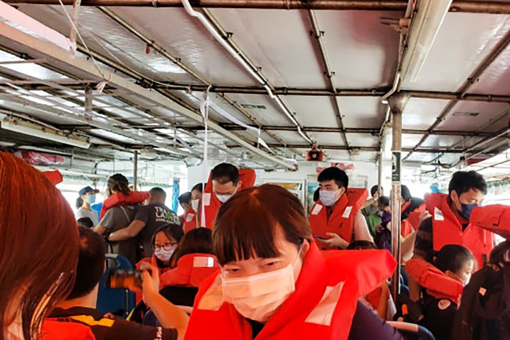 Ferry passengers were evacuated to a number of other boats. Photo: Handout