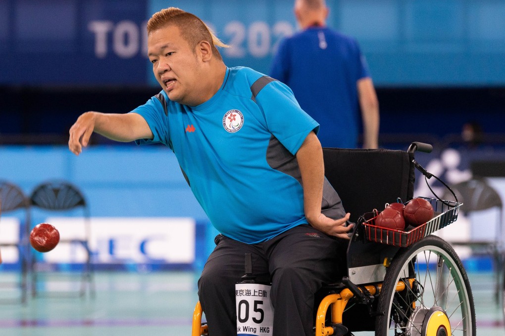 Hong Kong's Leung Yuk-wing throws in a Tokyo 2020 Paralympic Games boccia mixed individual pool preliminary game at the Ariake Gymnastics Centre in Japan in August. Photos: Hong Kong Paralympic Committee