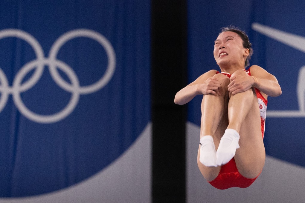 China’s Zhu Xueying competes in the women’s trampoline final at the Tokyo 2020 Olympic Games. Photo: AFP