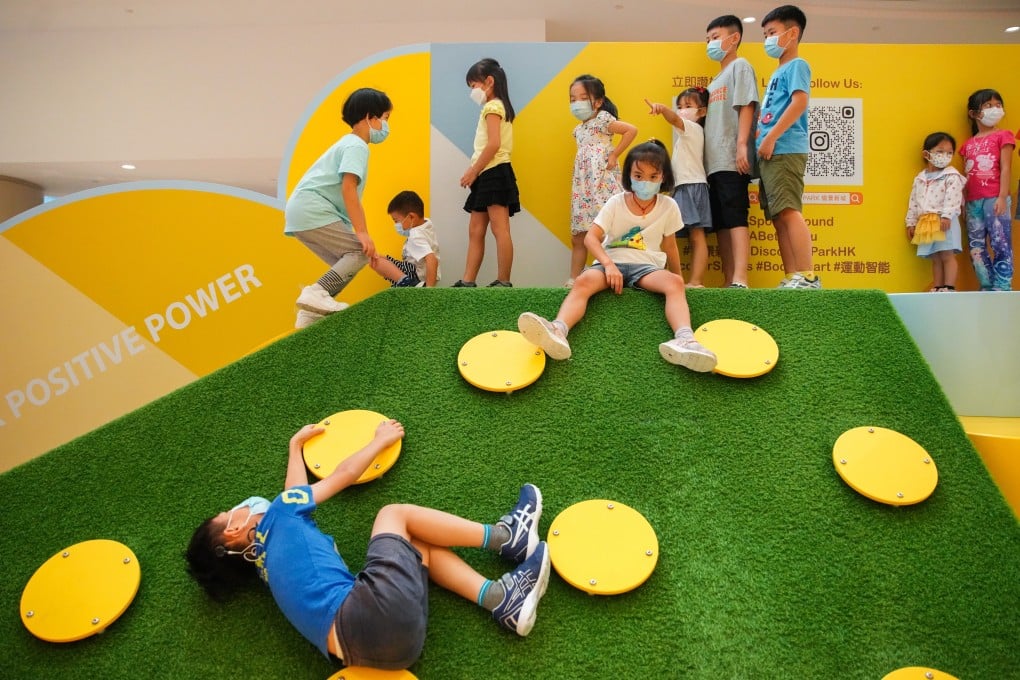 Kids spend time at a play space in Tsuen Wan on Tuesday. Researchers say an increase in leisure time may have contributed more happiness among students. Photo: Winson Wong