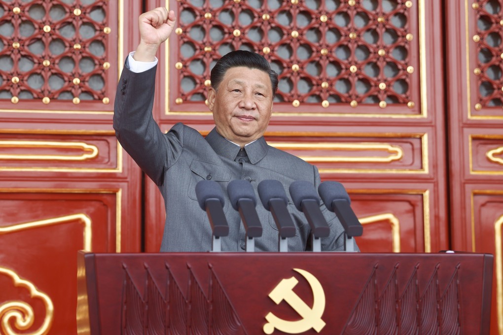 Chinese President Xi Jinping, pictured here on July 1, said in a meeting on Monday that the government’s campaign against tech giants to address “barbarous growth” has shown early results. Photo: Xinhua