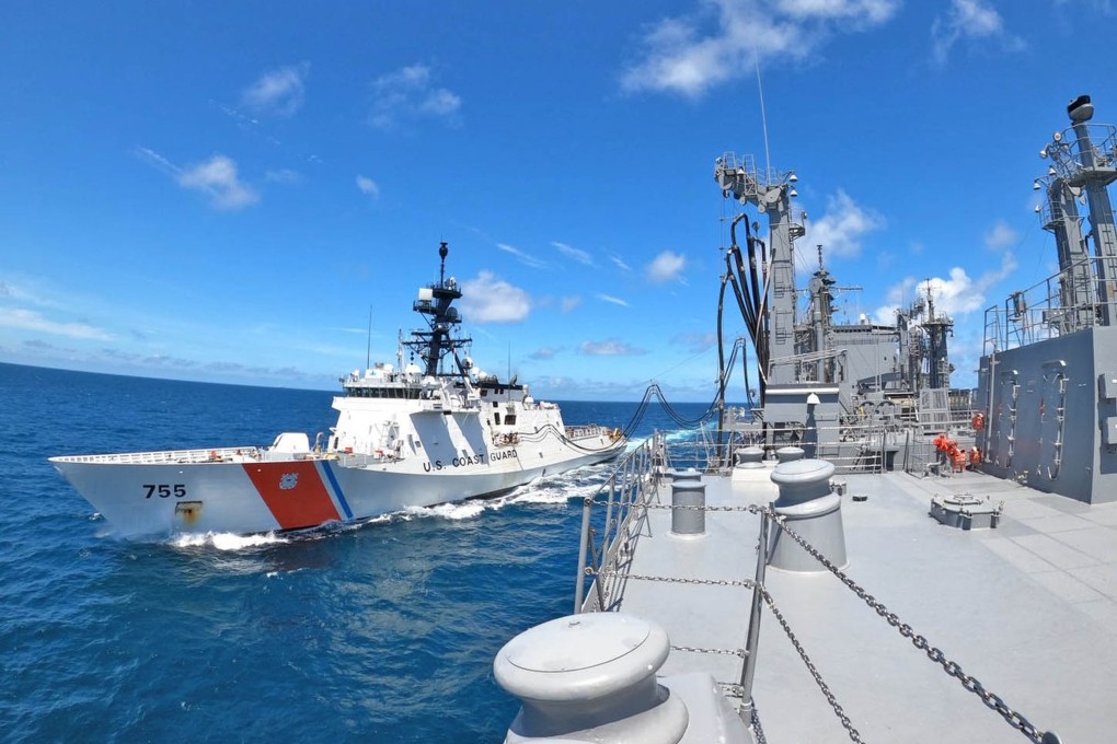 Japan said its JS Oumi supply ship serviced the USCGC Munro in the East China Sea last week. Photo: Handout