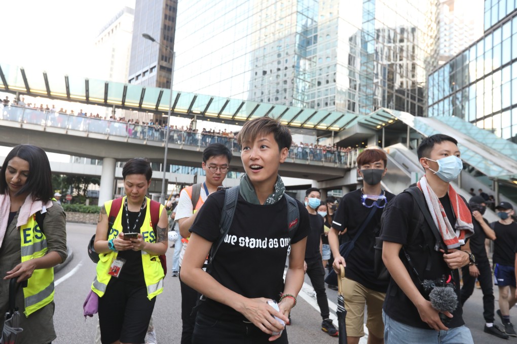 Canto-pop star Denise Ho marches at a demonstration organised by the Civil Human Rights Front in July 2019. Photo: Nora Tam
