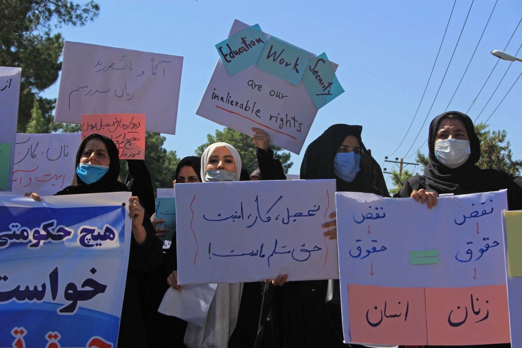 Afghan women take part in a protest in Herat on September 2, 2021. Photo: AFP
