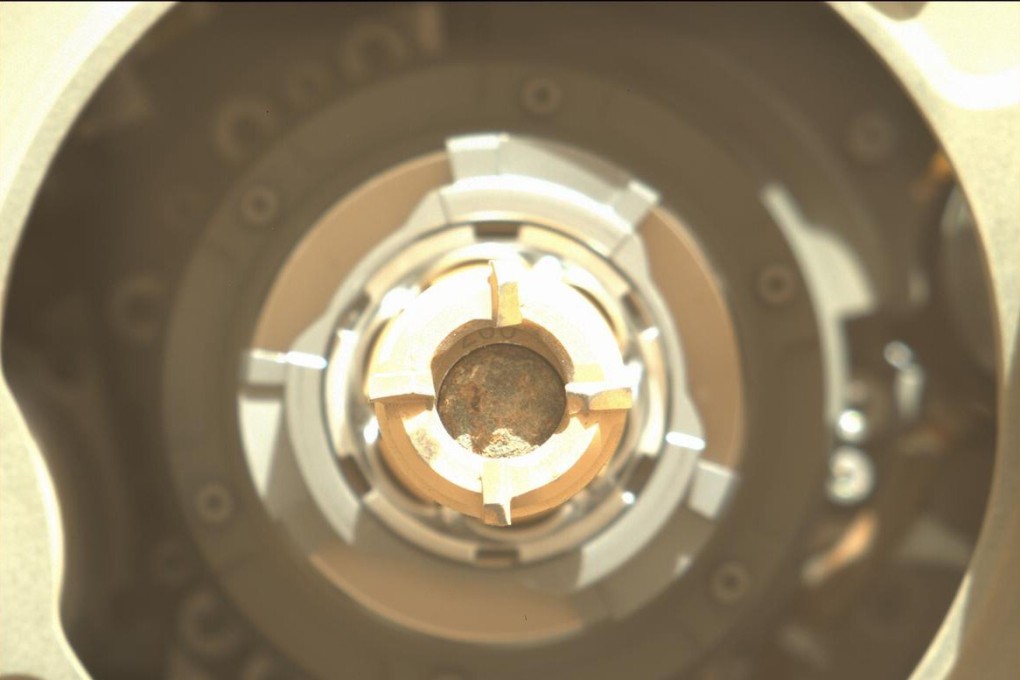 The first rock sample for return to Earth, obtained by the Mars Perseverance rover. Photo: Nasa / JPL-Caltech / ASU via AP