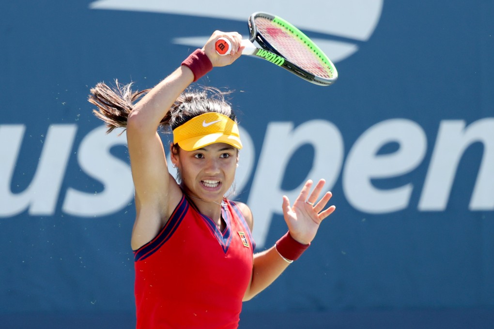 Emma Raducanu of Great Britain returns against Zhang Shuai of China during her women's singles second round match at the 2021 US Open. Photo: AFP