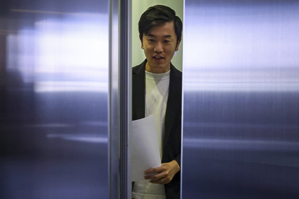 Cheng Chung-tai meets the media outside the Legislative Council chamber at Tamar after he was unseated last week. Photo: Nora Tam