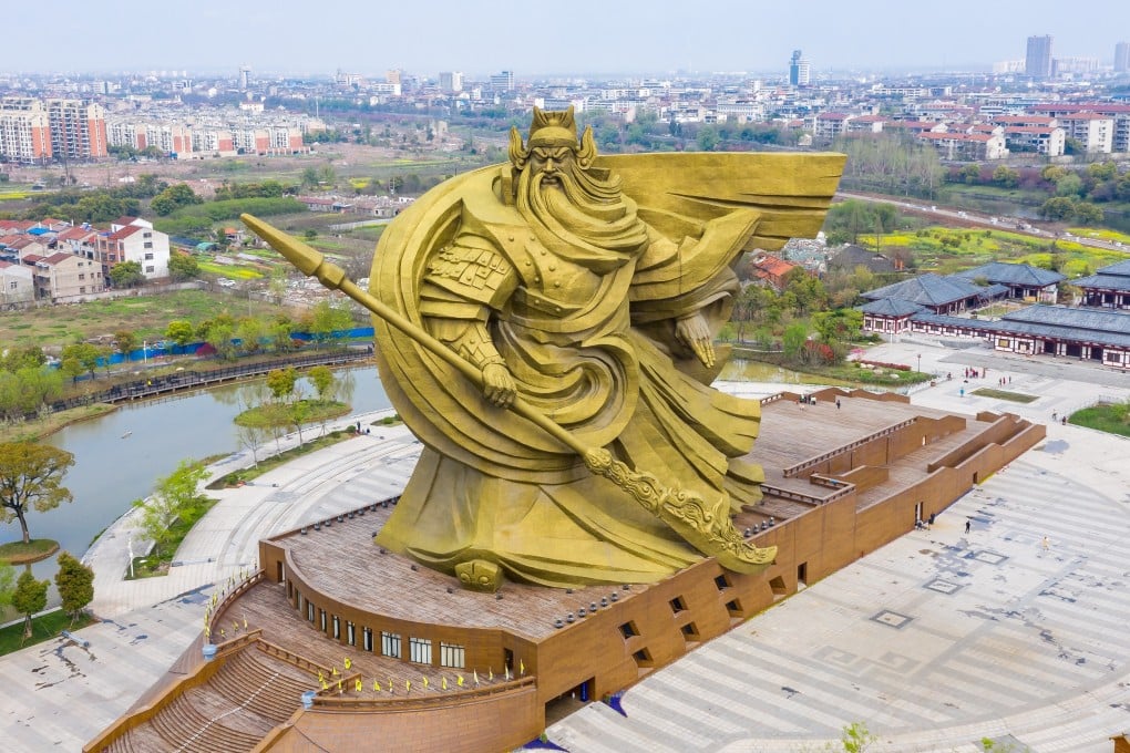 The infamous Guan Yu statue in Jingzhou City in China is finally being taken away after complaints it was ugly and exceeded local height restrictions. Photo: Handout