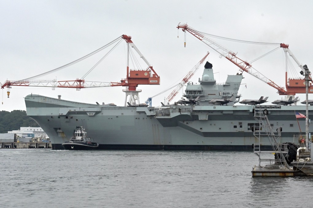 British aircraft carrier Queen Elizabeth docks at the US Navy base in Yokosuka on September 4, 2021. Photo: EPA-EFE/Jiji Press