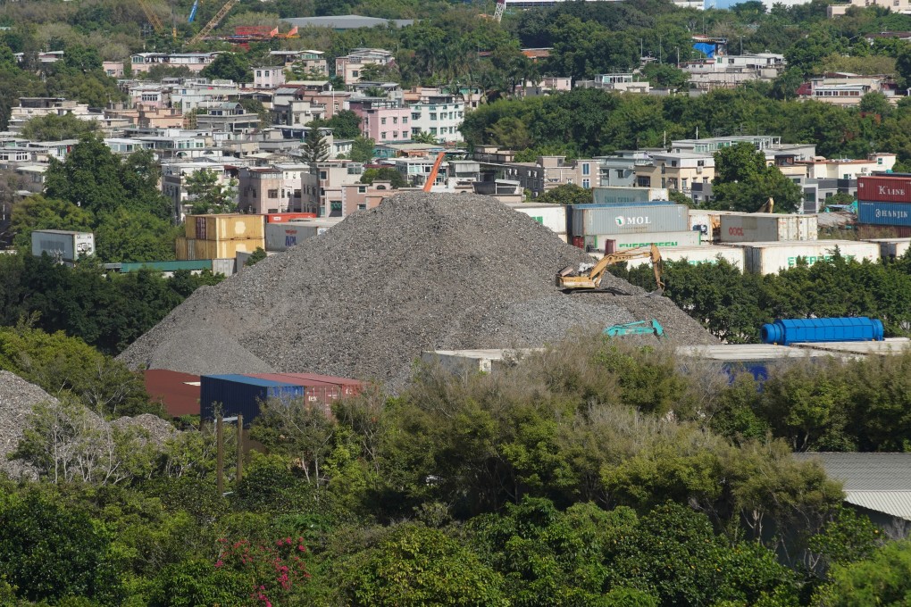 One of the nine heaps of waste Greenpeace identified near Kai Pak Ling Road in Ha Tsuen. Photo: Winson Wong