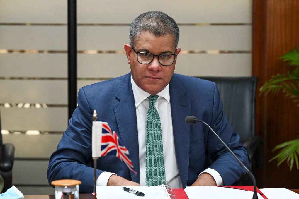 COP26 President Alok Sharma arrived in Tianjin on Sunday for talks with government and business representatives. Photo: AFP