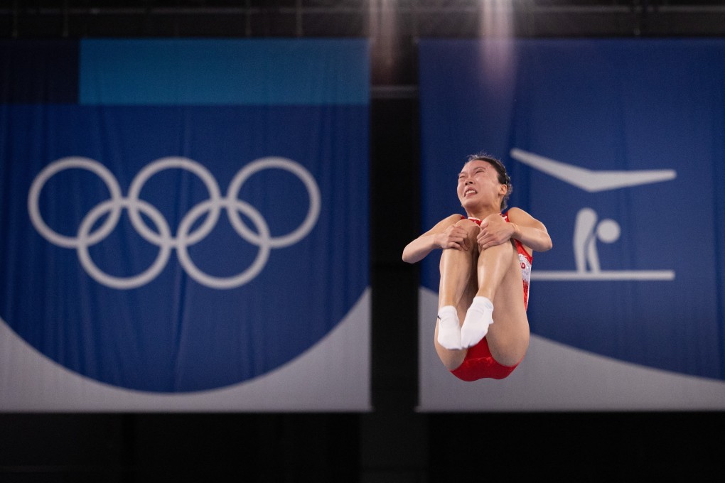 China's Zhu Xueying competes in the women's final of the trampoline event during Tokyo 2020 Olympic Games. Photo: AFP