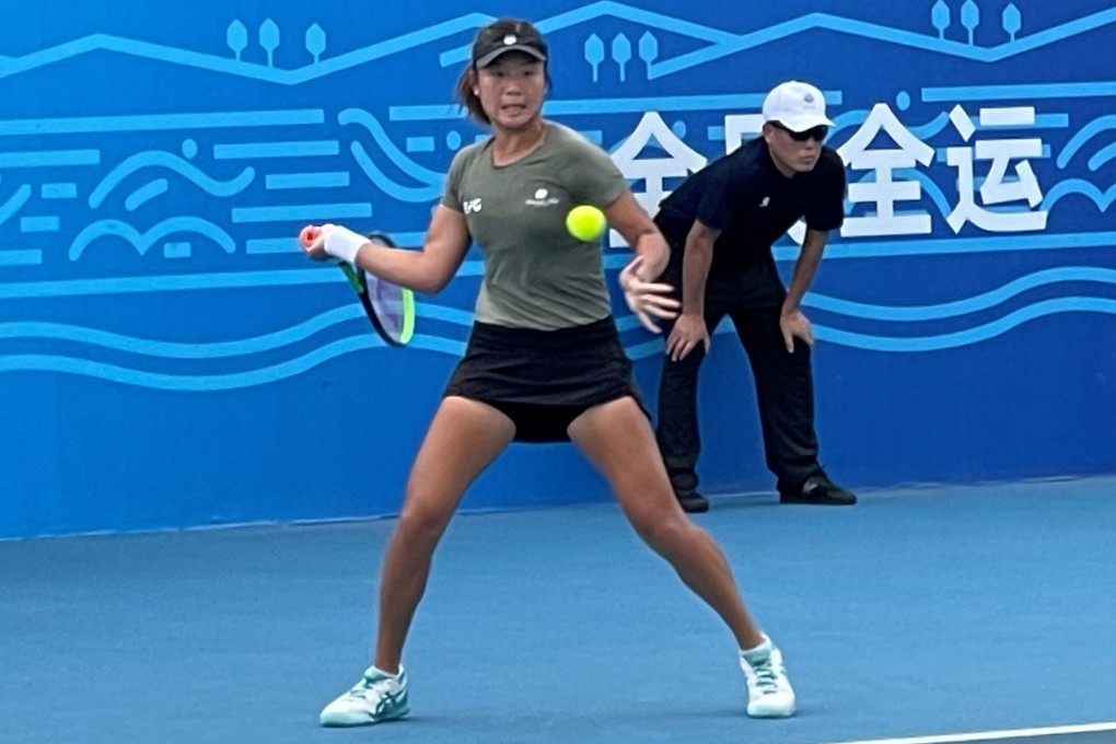 Hong Kong's Eudice Chong during her quarter-final women’s singles match in Shaanxi at the National Games. Photo: Hong Kong Tennis Association