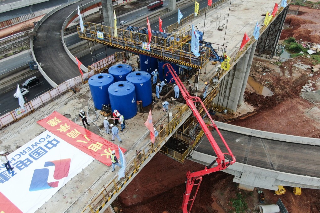 Construction on the rail project in May 2020. Photo: Xinhua