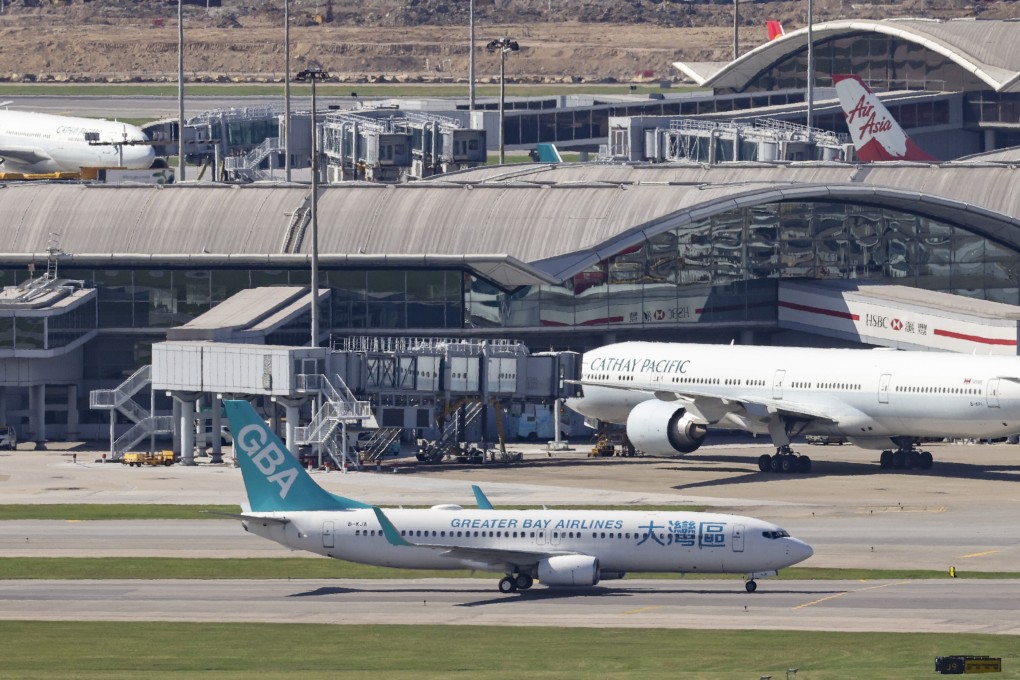 Greater Bay Airlines first aircraft arrived at Hong Kong International Airport on Tuesday. Photo: K. Y. Cheng