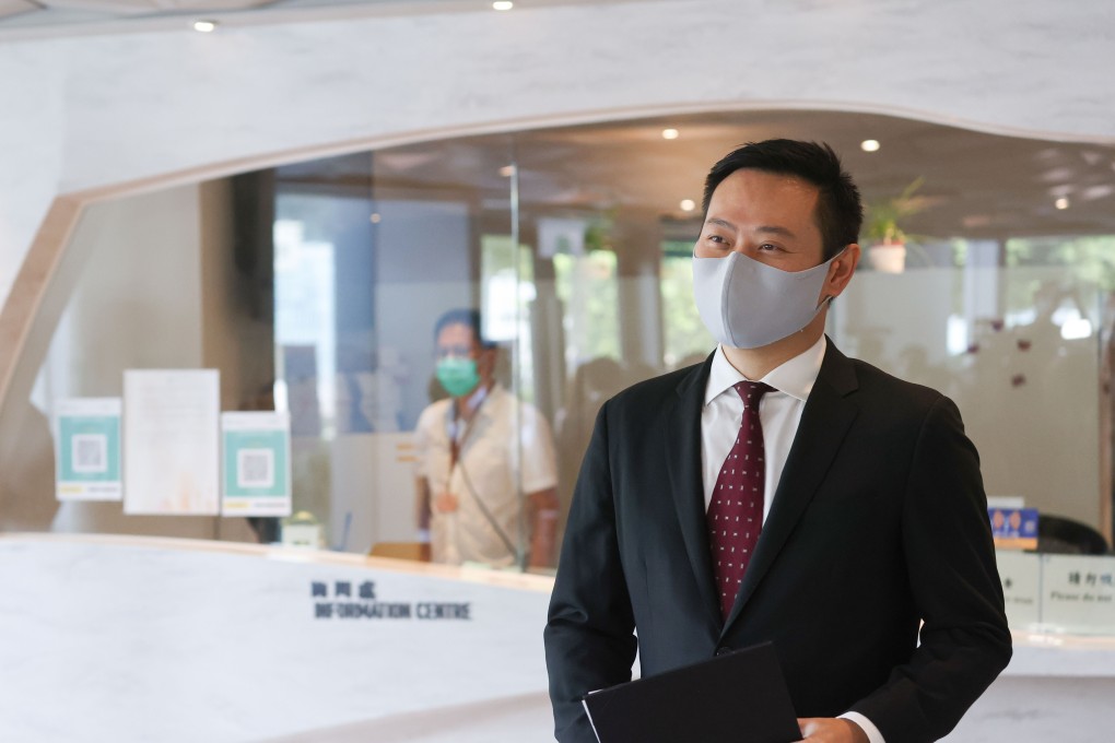 Secretary for Home Affairs Caspar Tsui arrives for the ceremony at North Point Community Hall. Photo: May Tse