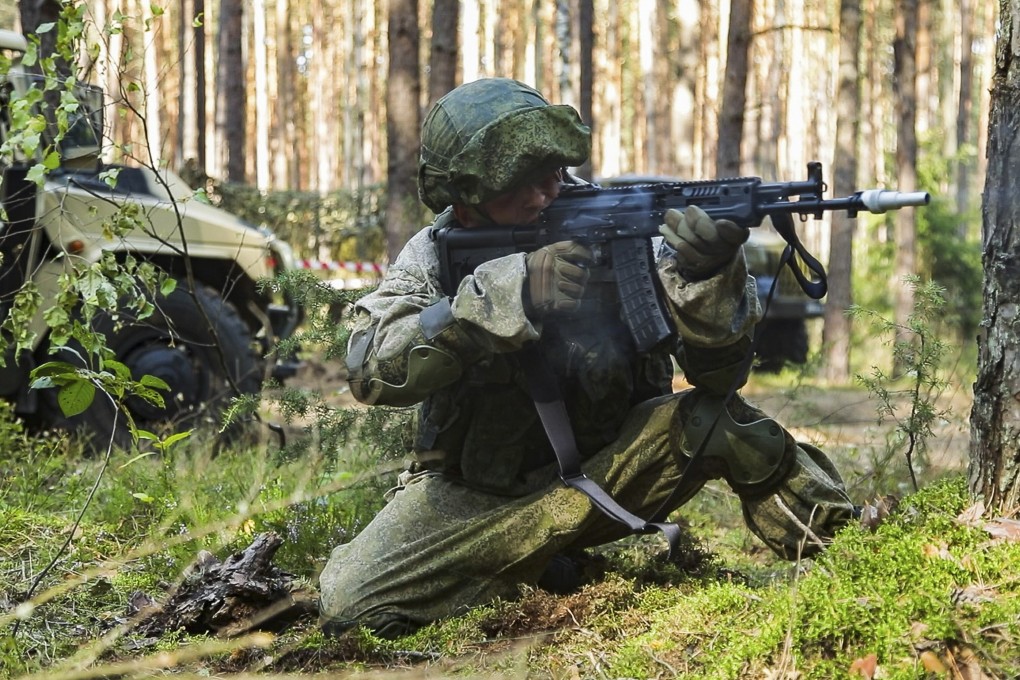 Russian paratroopers take part in the Zapad-2021 joint Russian-Belarusian drills on the Obuz-Lesnovsky training ground in Brest Region, Belarus on Friday. Photo: Russian Defence Ministry handout via EPA-EFE