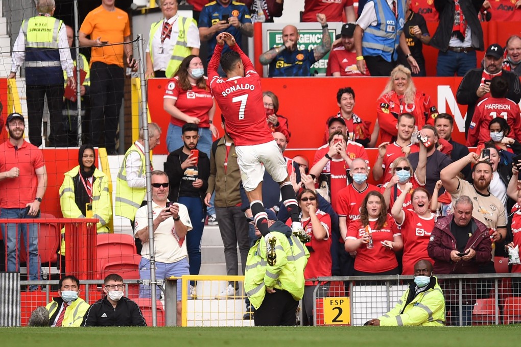 Cristiano Ronaldo lifts off on his return to Manchester United with a brace on his second debut for the club. Photo: AFP