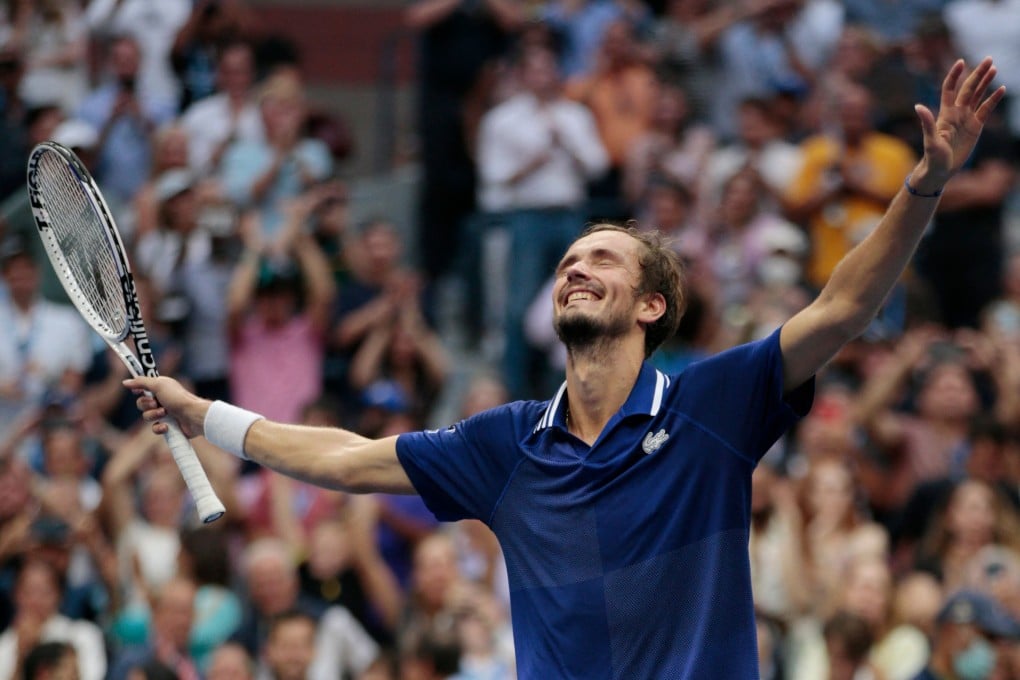Russia’s Daniil Medvedev celebrates his win over Serbia’s Novak Djokovic during their US Open men’s final at the USTA Billie Jean King National Tennis Centre in New York on Sunday. Photo: AFP