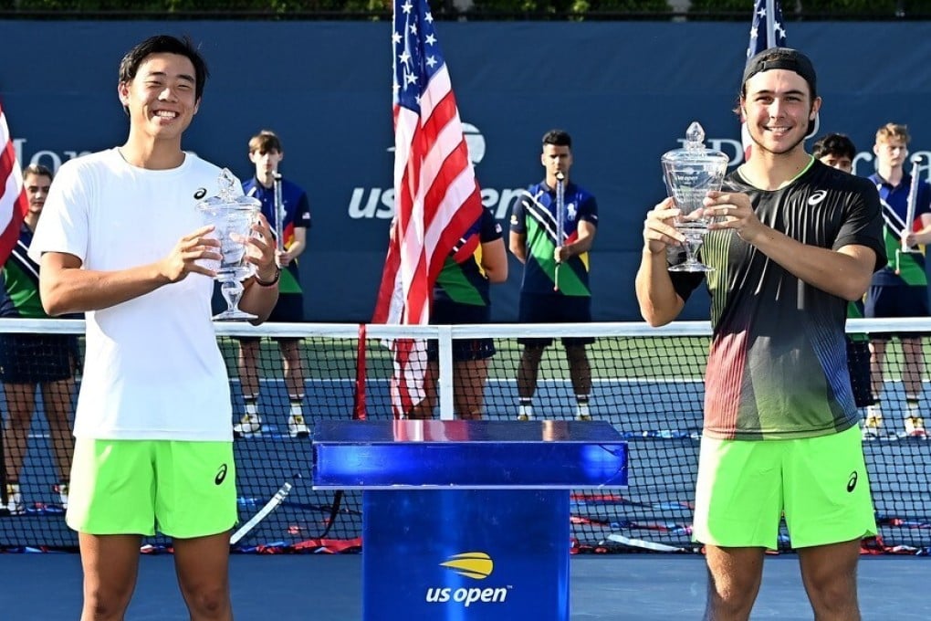 Hong Kong tennis player Coleman Wong with doubles partner Max Westphal of France after the US Open boys’ double final. Photo: arckphoto/arckimages.com