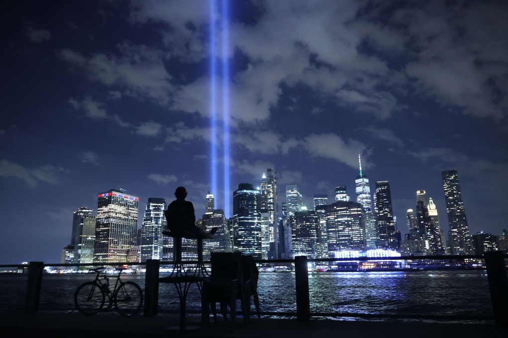 The Tribute In Light to 9/11 victims, as seen from Lower Manhattan in New York City. Photo: AFP