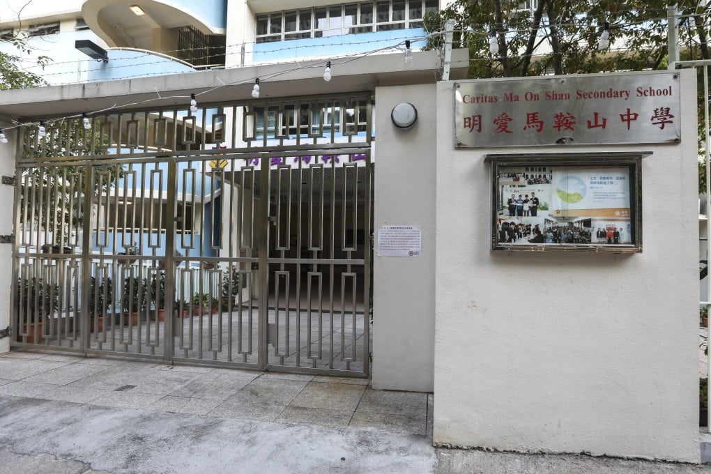 A student was carrying explosives in Caritas Ma On Shan Secondary School. Photo: Xiaomei Chen