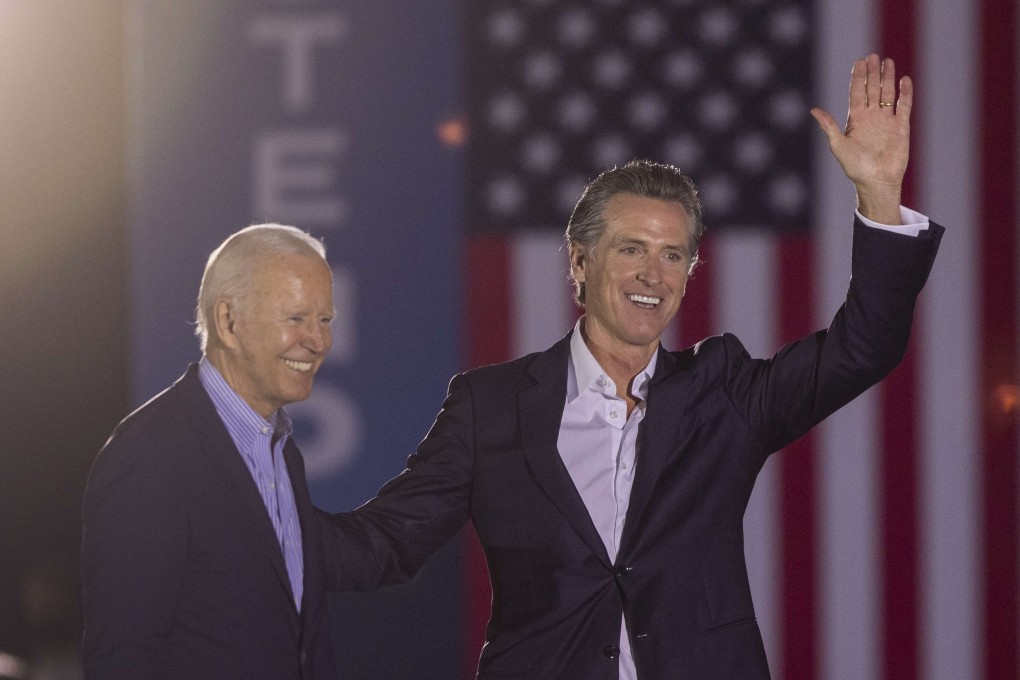US President Joe Biden joined Governor Gavin Newsom on Monday night for a final campaign stop. Photo: AFP