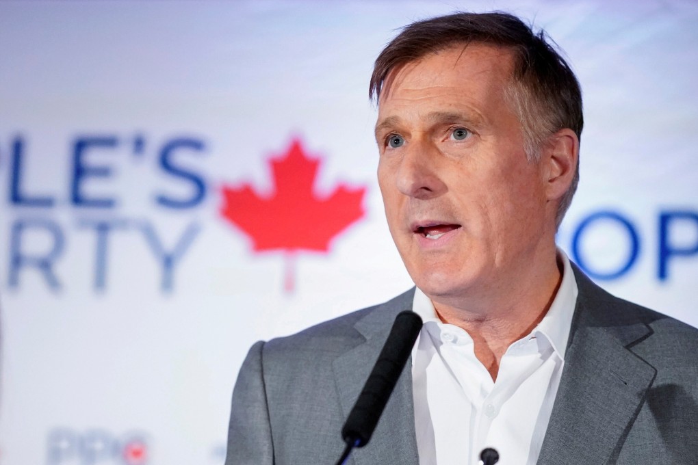 People's Party of Canada leader Maxime Bernier speaks in Beauceville, Quebec, in October 2019. Photo: Reuters