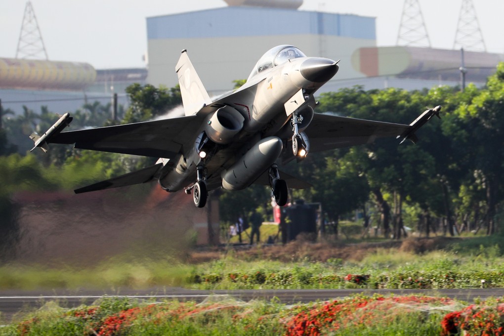 A Ching-kuo indigenous defence fighter jet takes off from a converted highway in southern Taiwan as part of the island’s annual military exercises. Photo: CNA