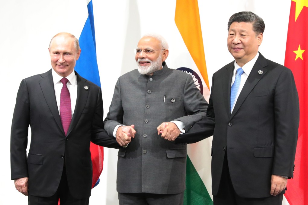 Russian President Vladimir Putin, Indian Prime Minister Narendra Modi and Chinese President Xi Jinping. Photo: EPA