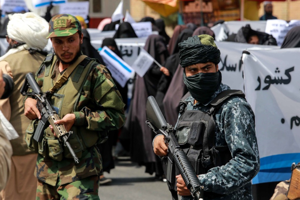 Taliban forces stand guard during a pro-Taliban rally in Kabul earlier this month. Photo: EPA