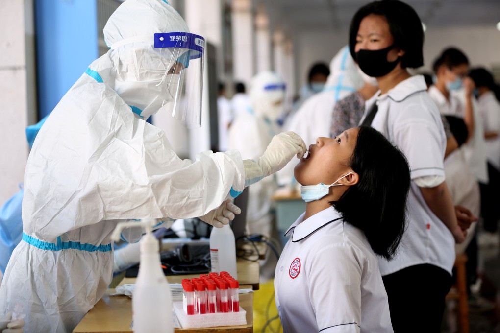 Schools in Fujian province are racing to complete Covid-19 testing of all students and staff by Sunday, as more than 50 minors are hospitalised in China’s Delta outbreak. Photo: Xinhua