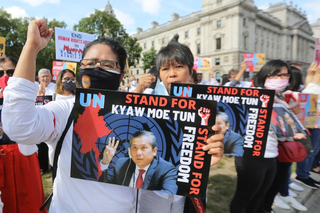 Protesters in London rally against Myanmar’s military. Photo: ZUMA Press Wire/dpa