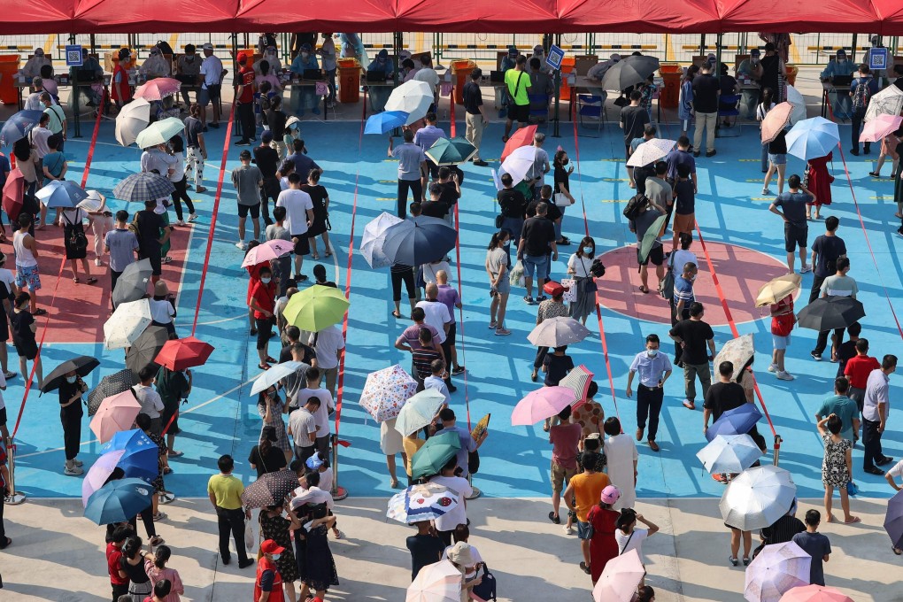 Residents queue for Covid-19 testing in Xiamen, Fujian province in southeast China. Photo: AFP