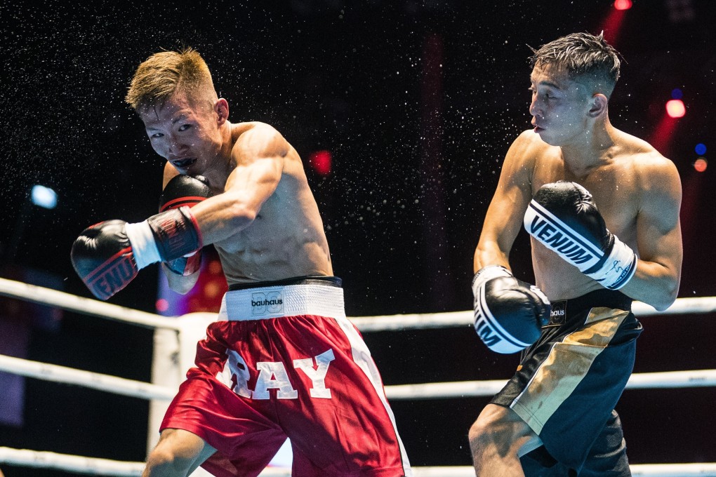 Hong Kong boxer Raymond Poon Kai-ching in his win against multiple national Muay Thai champion Dylan Yiu Tat-fai at the We Are Champs in Star Hall in Kowloon Bay. Photo: We Are Champs