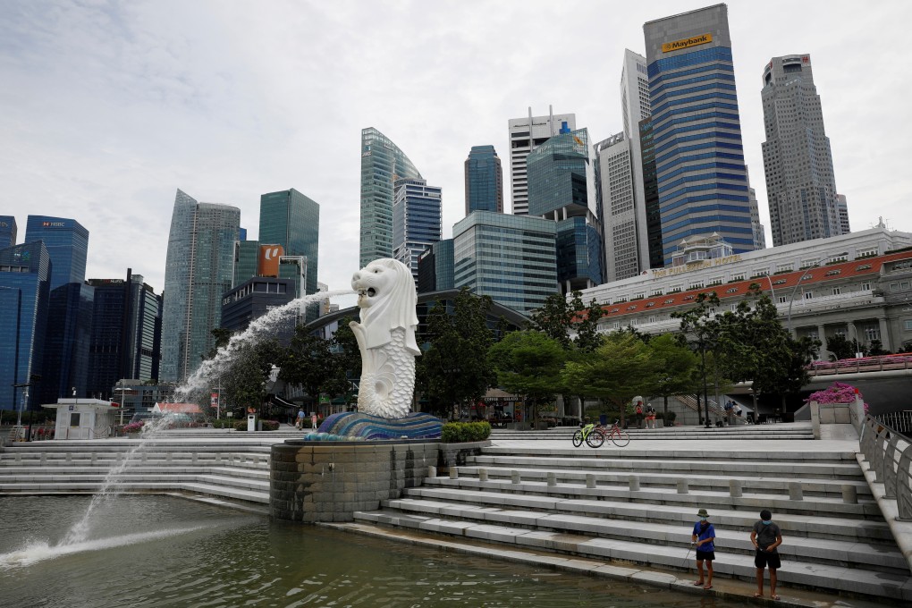 A largely empty Merlion Park is seen in Singapore late last month. Photo: Reuters