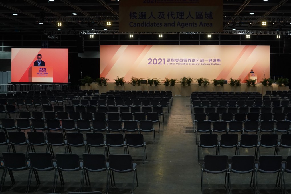 Vote counts in Sunday’s Election Committee poll are announced early Monday morning. An adviser to Beijing on Hong Kong affairs has accused ‘lazy’ candidates of undermining a recent political overhaul. Photo: Sam Tsang