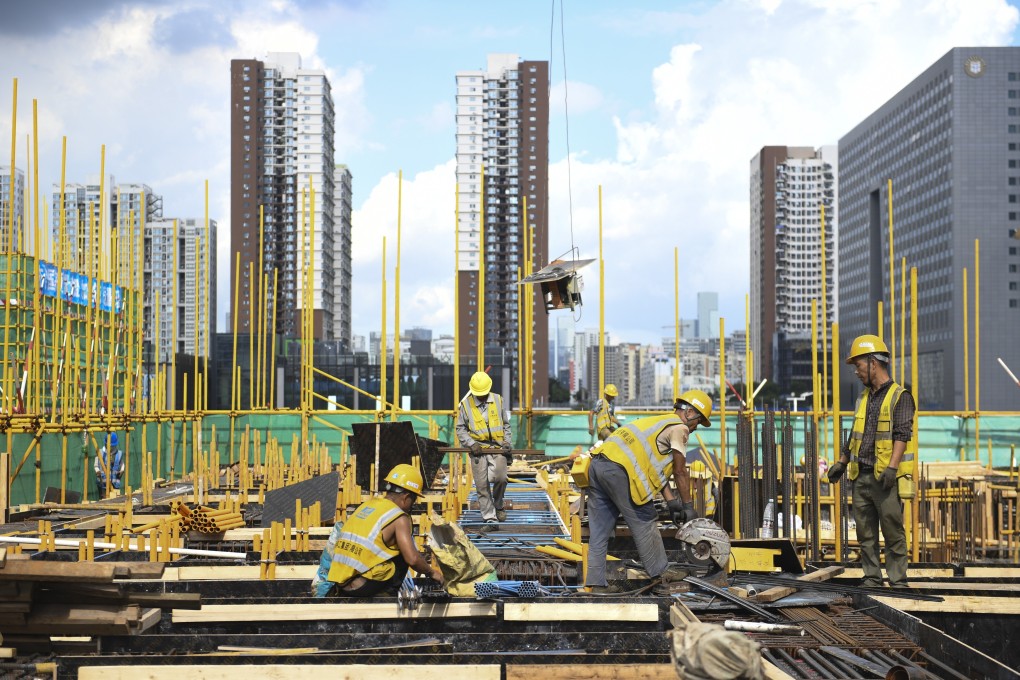 Workers at a construction site in Qianhai, in Shenzhen, on September 8. Photo: Xinhua