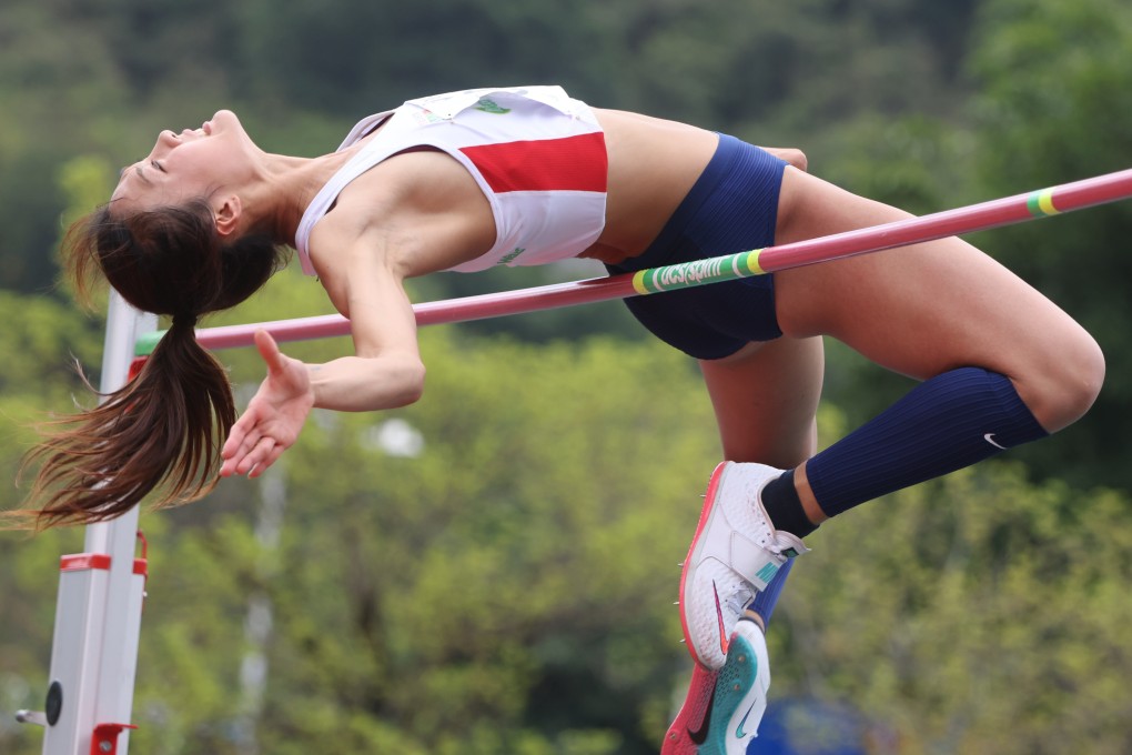 Hong Kong high jumper Cecilia Yeung Man-wai competes for Olympic points at the Tseung Kwan O Sports Ground in May. Photo: SCMP / May Tse