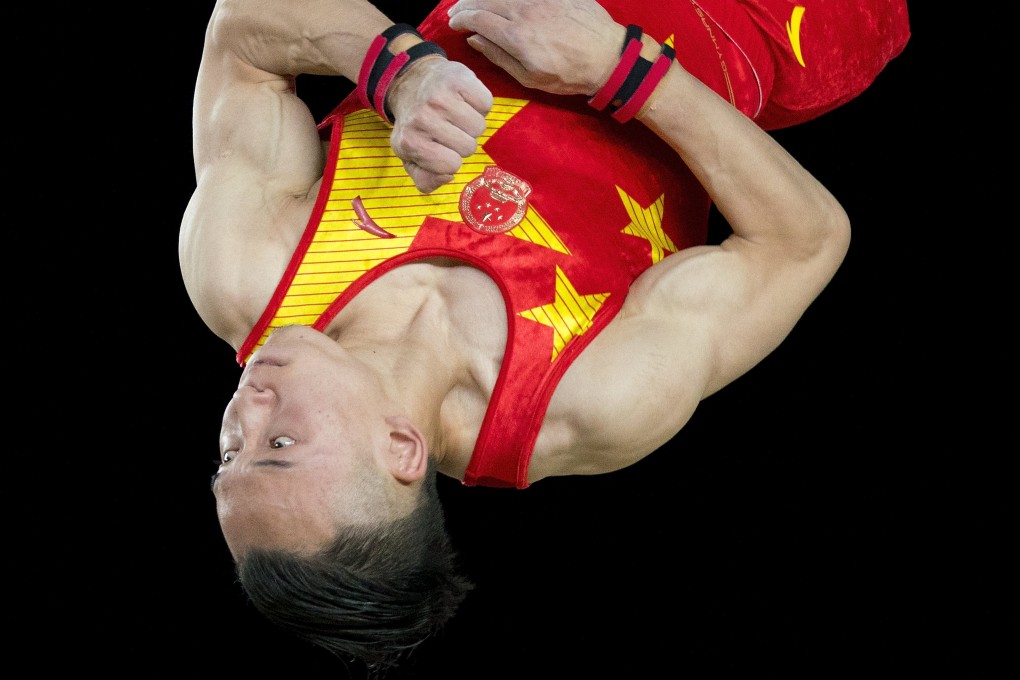 Xiao Ruoteng competes in the floor exercise in the men's all-around final at the FIG Artistic Gymnastics World Championships in 2017. Photo: EPA