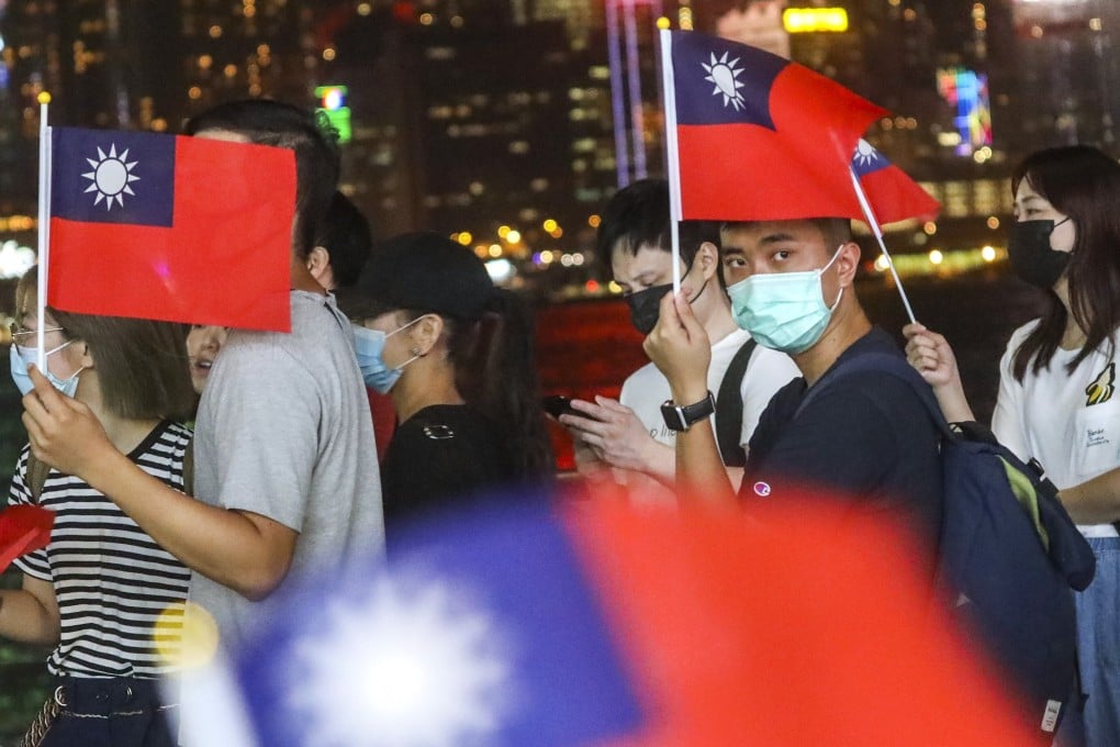 Hong Kong protesters wave the Taiwanese flag in Tsim Sha Tsui in celebration of Double Tenth Day in 2019. Photo: Dickson Lee