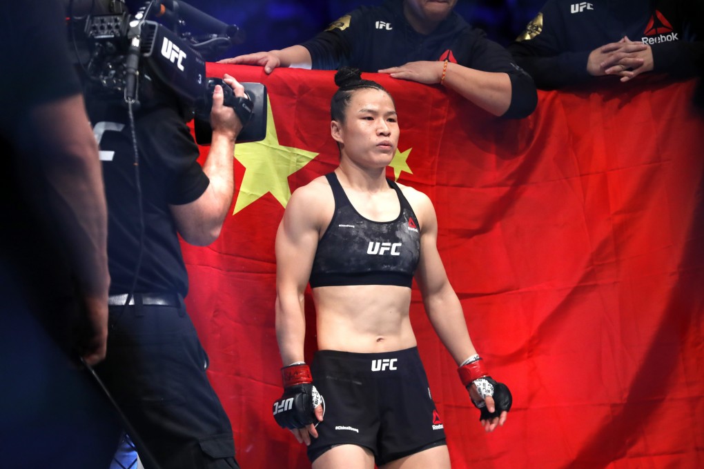 Zhang Weili at her UFC women's strawweight title defence against former champion Joanna Jedrzejczyk of Poland during UFC 248 in 2020. Photo: AP