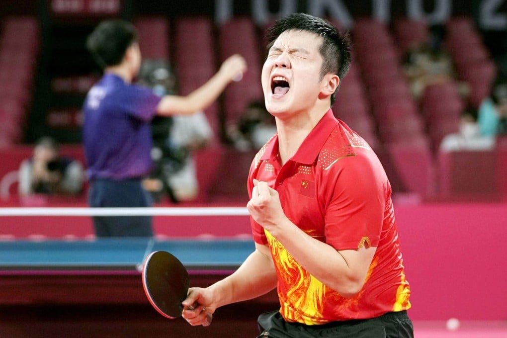 China's Fan Zhendong after a game against Taiwan's Lin Yunju in the men’s singles semi-final at the Tokyo 2020 Olympic Games at the Tokyo Metropolitan Gymnasium. Photo: Kyodo