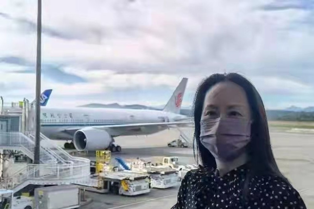 Meng Wanzhou prepares to leave Canada. Photo: Twitter