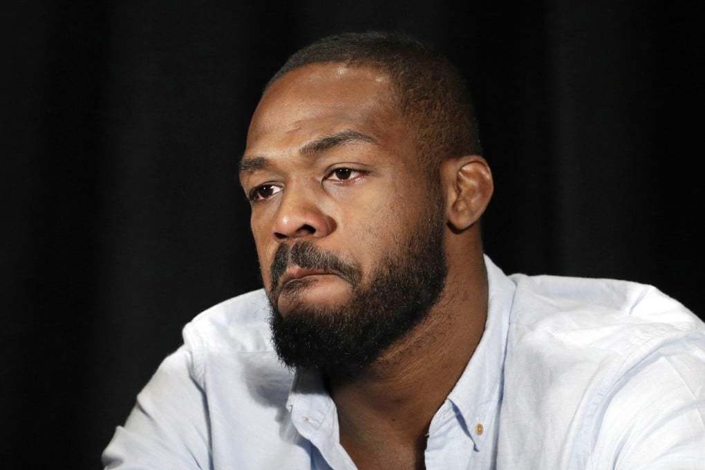 Jon Jones reacts as he speaks during a news conference in Las Vegas in 2016, following an announcement that he had been suspended for a doping violation. Photo: AP