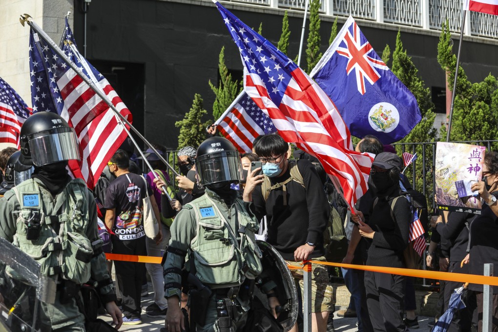 Anti-government protesters hold a rally in support of the US’ Hong Kong Human Rights and Democracy Act in December 2019. Photo: May Tse
