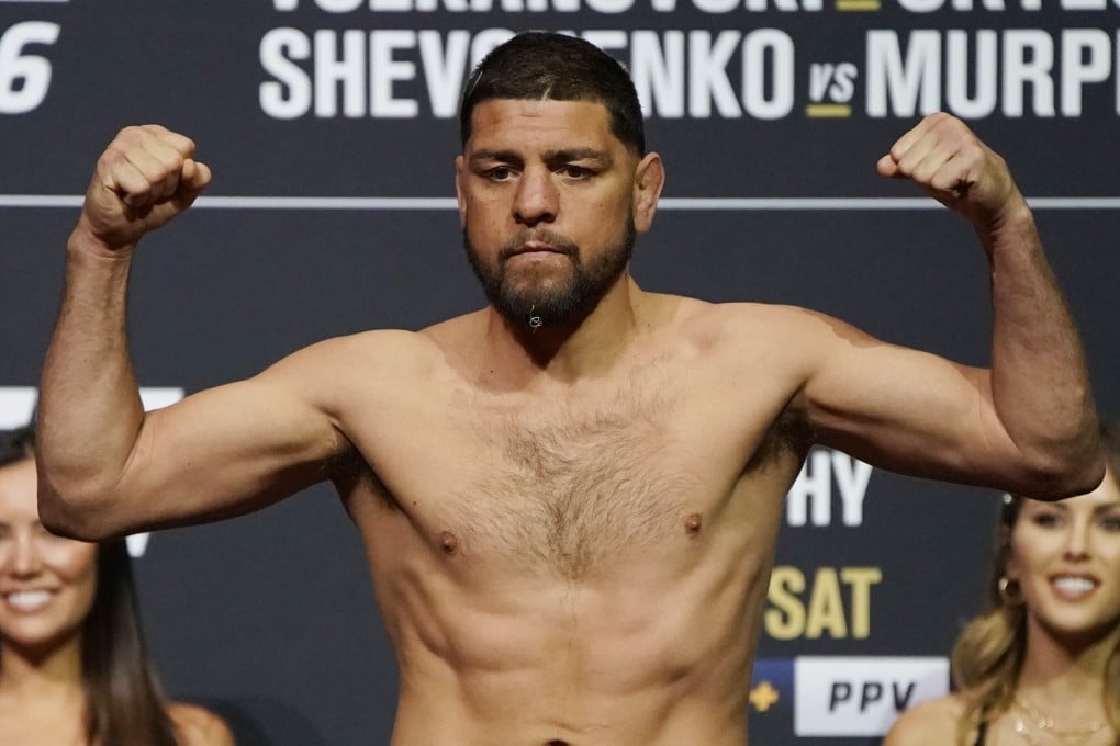 Nick Diaz poses during a ceremonial weigh-in for UFC 266, Photo: AP