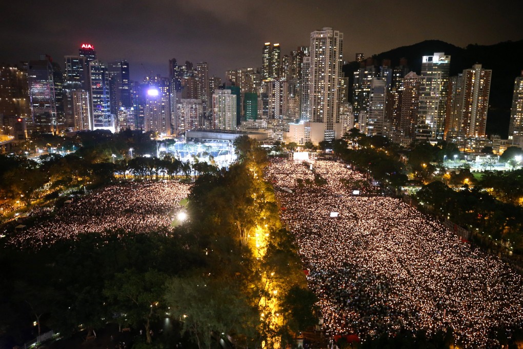 The June 4 vigil at Victoria Park in 2019, before it was banned by police the next two years on health grounds. Photo: Winson Wong