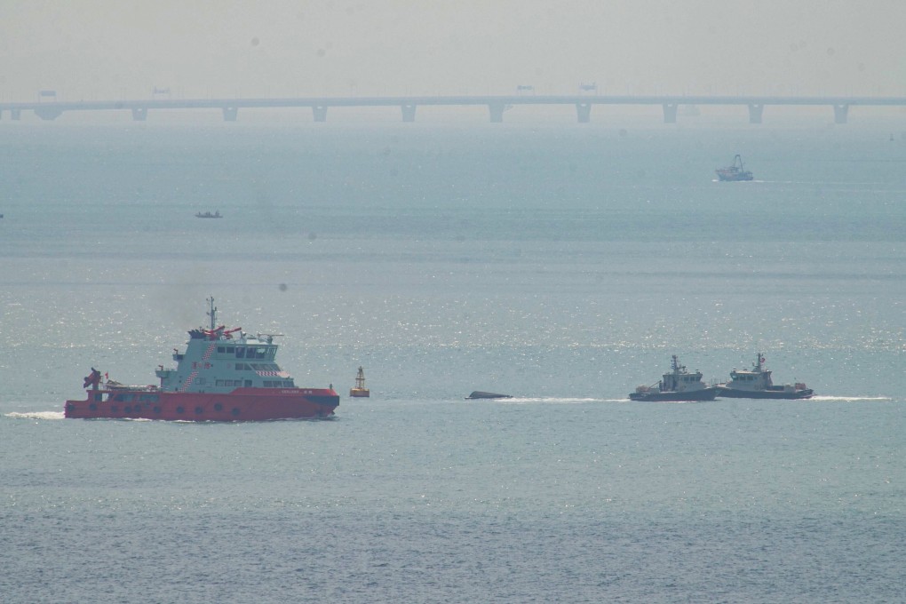 A search and rescue operation is under way in the waters near Hong Kong International Airport. Photo: Winson Wong