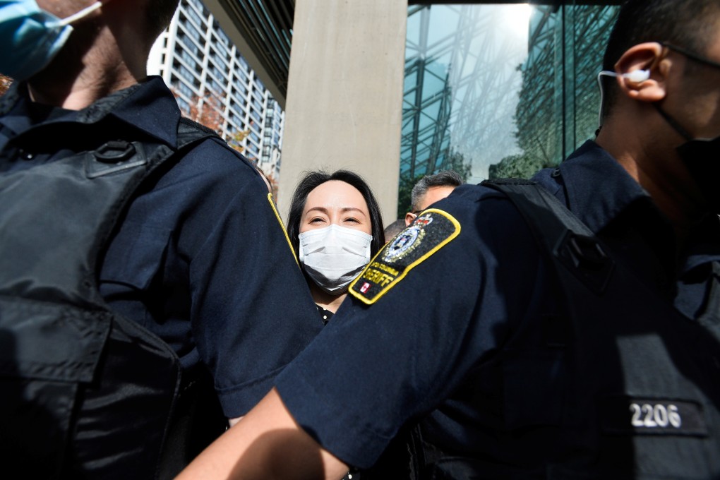 Meng Wanzhou leaves court in Vancouver after being cleared to head back to China. Photo: Reuters